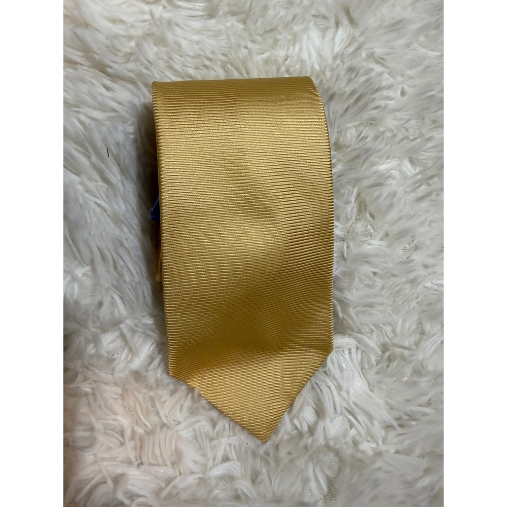 Tommy Hilfiger Necktie Gold OS Mens Ribbed Silk Formal Wedding